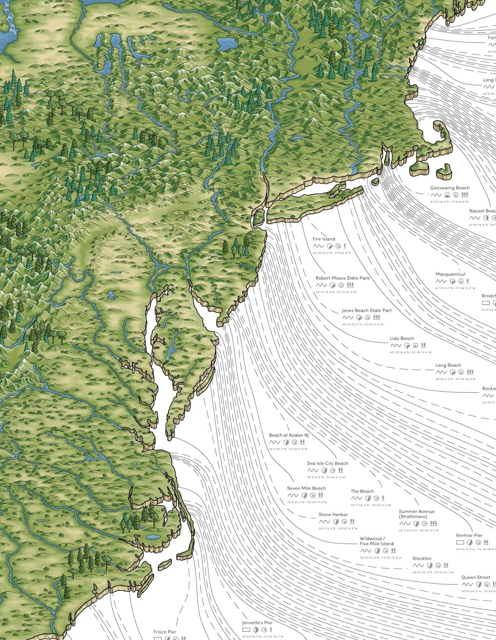 The US East Coast Surf Map