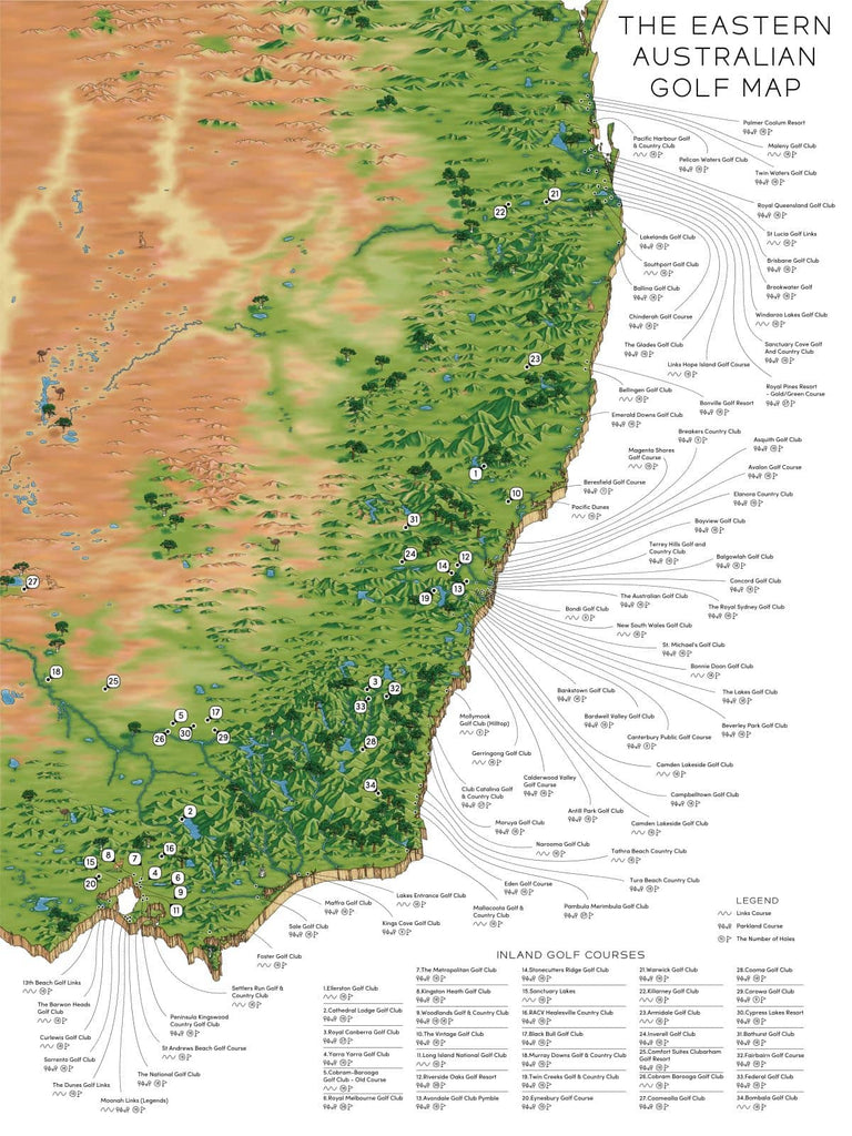 The Eastern Australian Golf Map