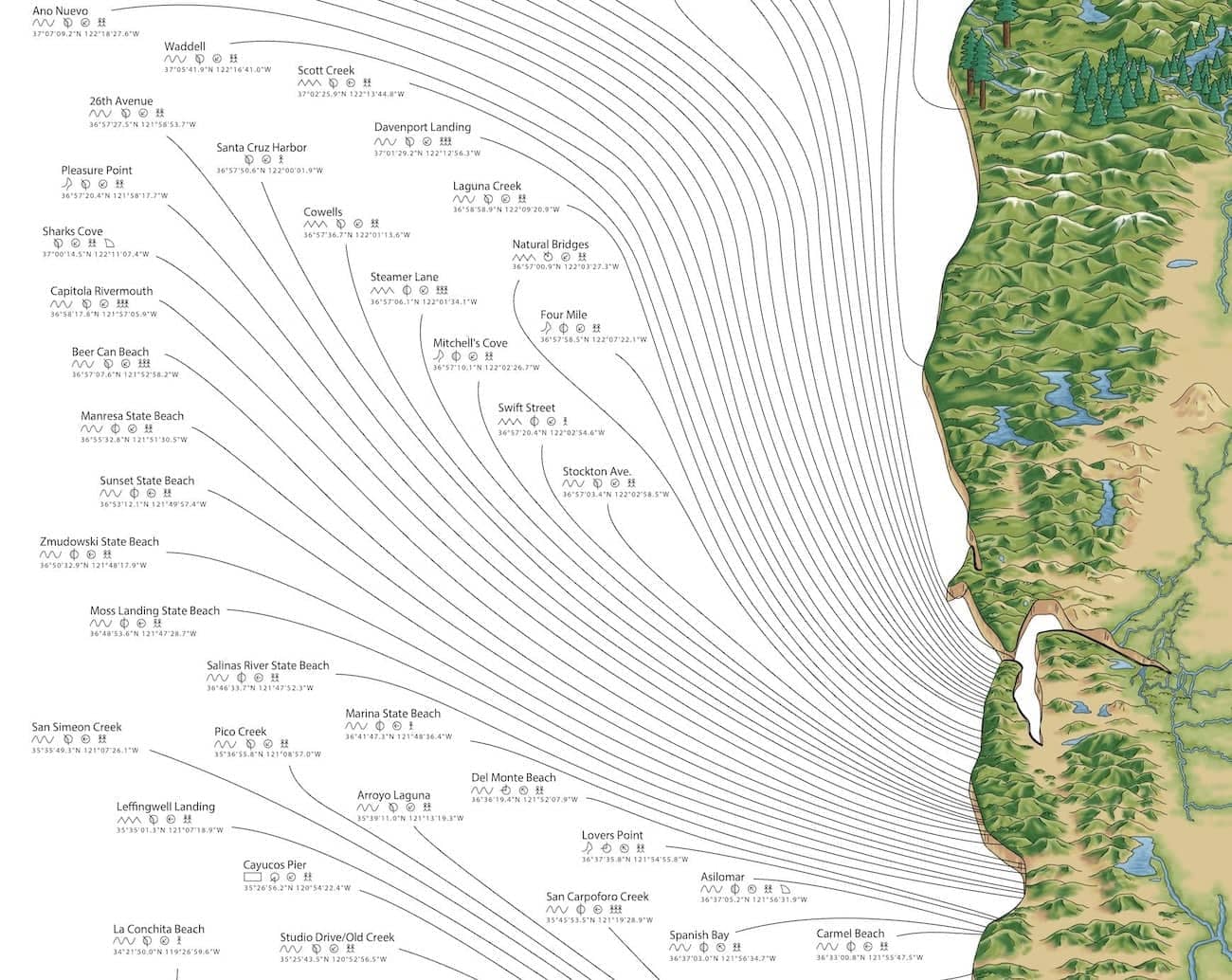 Java Surf Spots Map Mavericks Surf Map