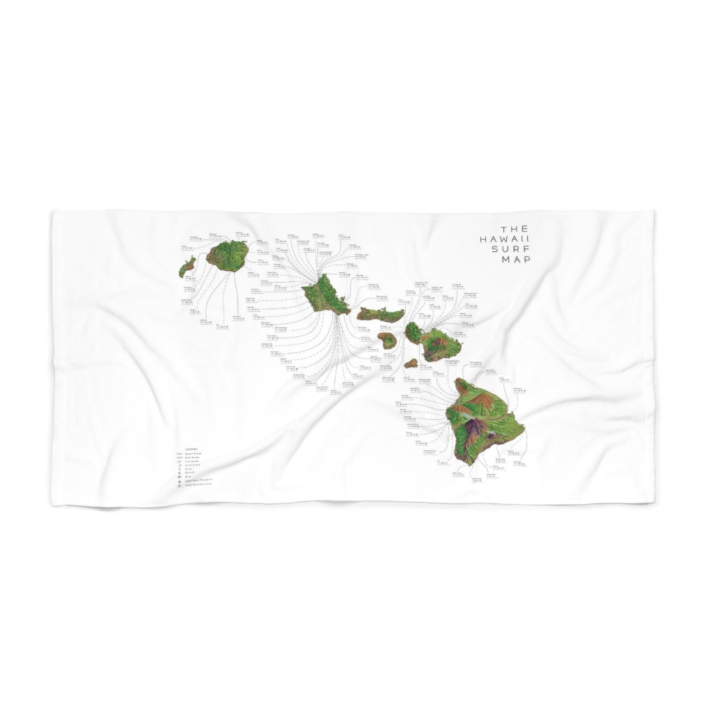 The Hawaii Surf Map Beach Towel